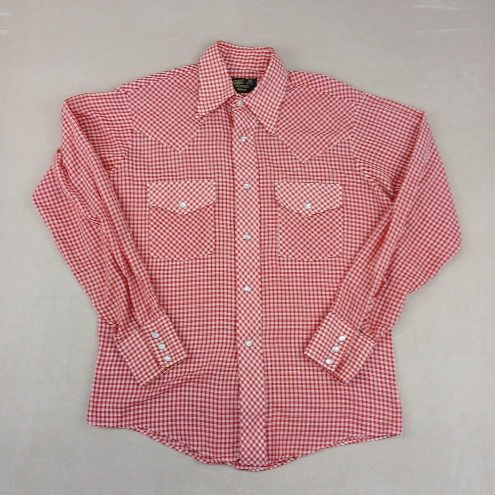 VTG Montgomery Ward 15-15.5 Medium Mens Shirt Western Dagger Collar 70s 21x26 - Picture 5 of 14